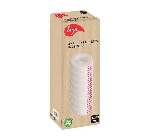 Lot de 8 Adhésif invisible Sign 33 m x 19 mm - SG25214
