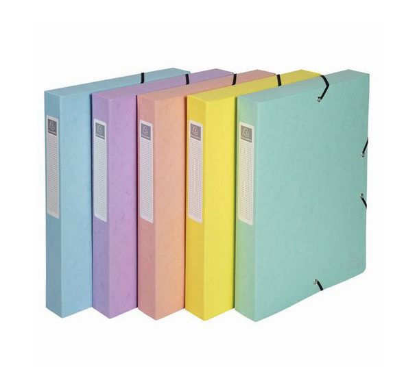 Lot de 8 Boites de classement Exabox Dos 40mm assorties