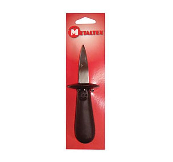 Lot de 8 Couteau à huîtres en inox avec manche en plastique noir