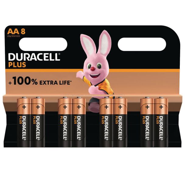 Lot de 8 Duracell Plus 100% AA X8