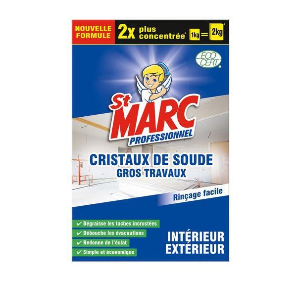 Lot de 8 Lessive cristaux soude ECOCERT concentrée 1 Kg - St Marc