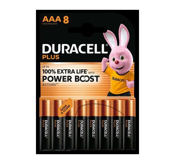 Lot de 8 Pile alcaline AAA Plus Powerboost - Duracell