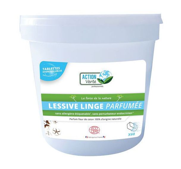 Lot de 8 Tablettes lessive linge parfumées Ecocert x 60 -Action Verte
