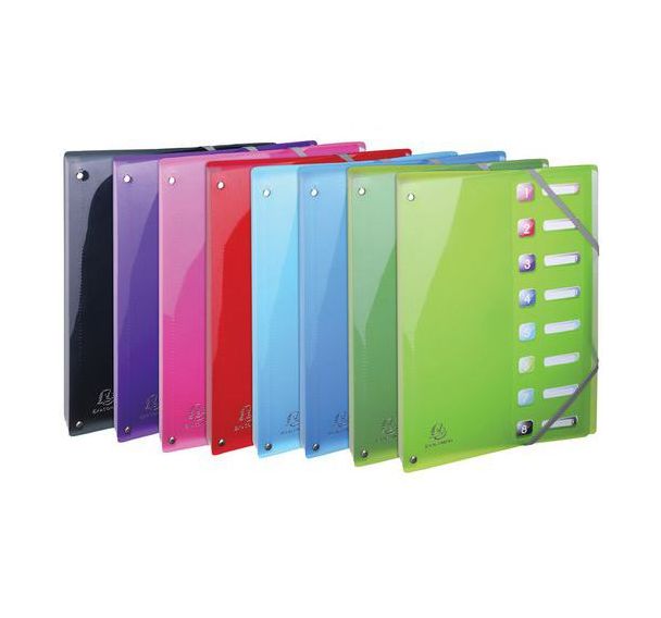 Lot de 8 Trieur extensible en PP 8 compart. Iderama A4 col. assort.