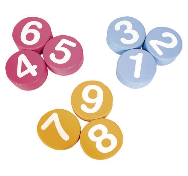 Lot de 9 coussins numérotés