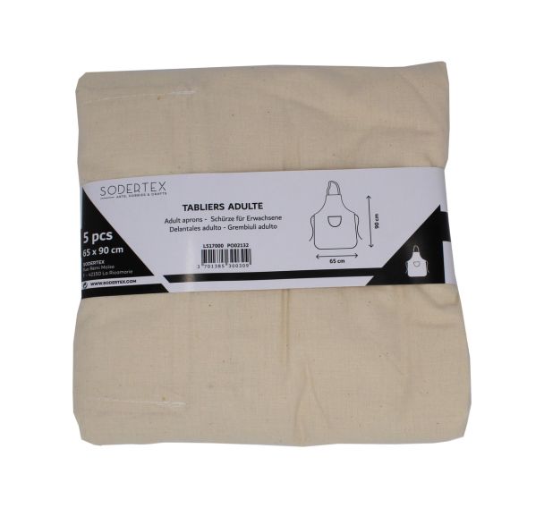 Lot tabliers adulte coton 100g/m² - 65x90 cm - 5 pcs - écru