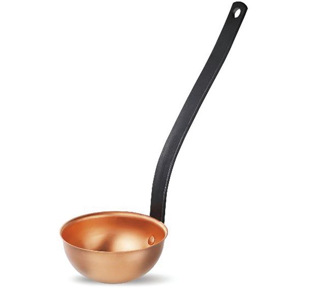 Louche en cuivre massif d 11cm manche acier 29.5cm