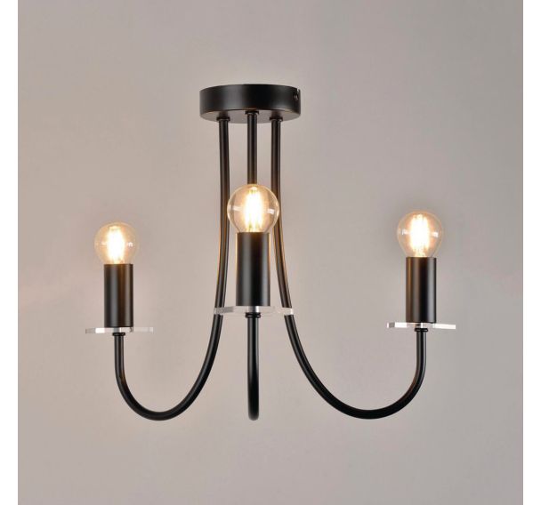 Lustre 3 lumières en métal peint noir