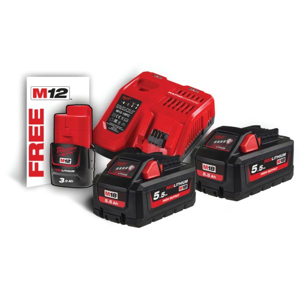 M18 HNRG-552 - Pack NRJ 18V, 5,5 Ah HIGH-OUTPUT Red Li-ion, système M1