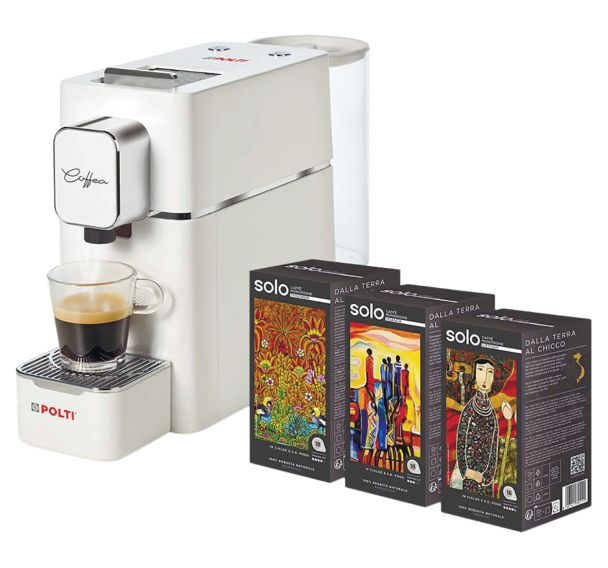 Machine à café S15W avec 54 dosettes blanc-Polti Coffea