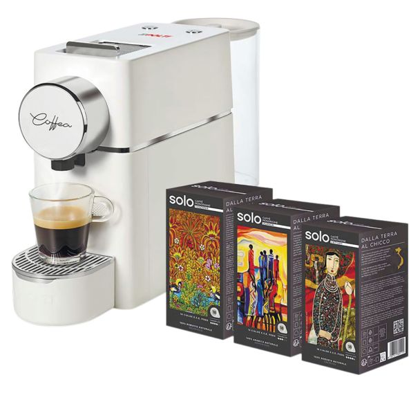 Machine à café S18W avec 54 dosettes blanc-Polti Coffea