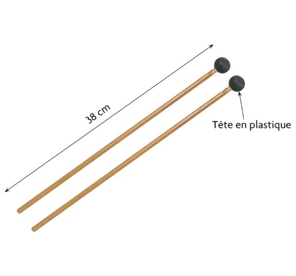 Mailloche grise xylo/met soprano (la paire)-Fuzeau