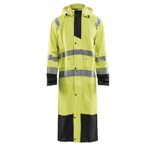 Manteau de pluie haute visibilité niveau 1 jaune fluorescent/noir