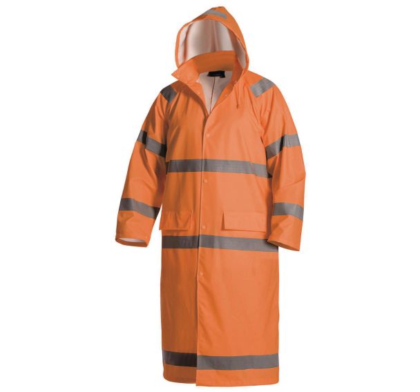 Manteau de pluie haute visibilité niveau 1 orange fluorescent