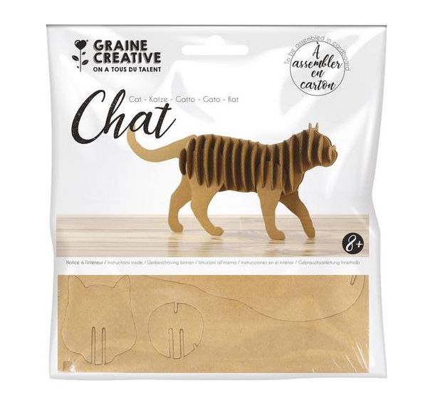 Maquette carton à assembler et décorer - chat