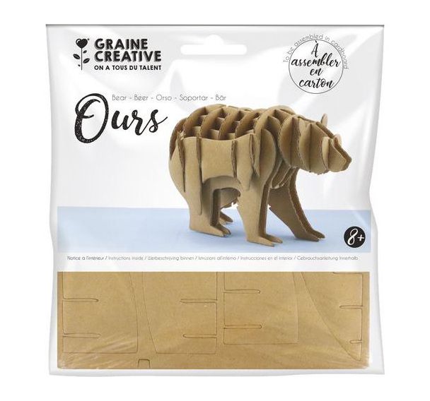 Maquette carton à assembler et décorer - ours