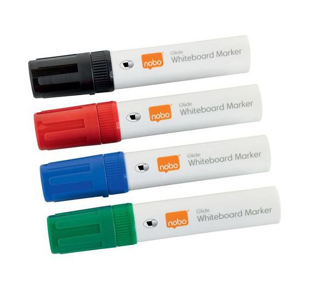 Marqueur Jumbo - Pointe biseautée - Lot de 4 assortis - Nobo