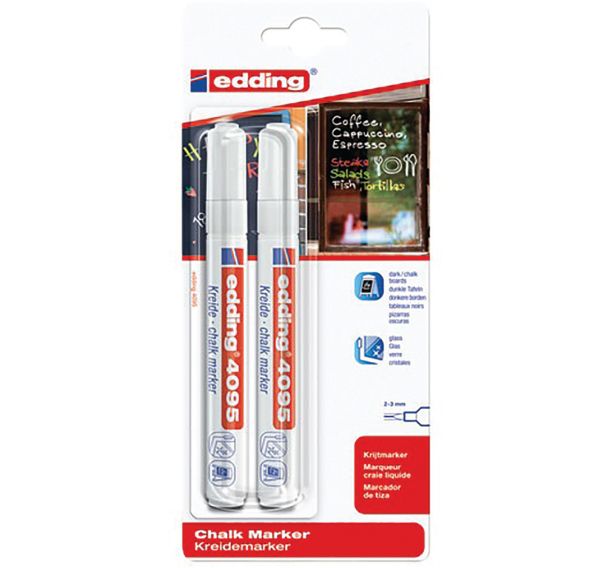 Marqueur craie liquide blanc blister de 2