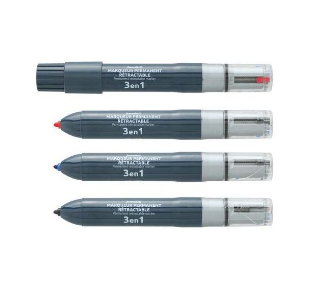 Marqueur permanent 3 couleurs pointe rechargeable -Juvenilia