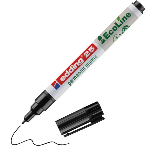 Marqueur permanent Ecoline e25 pointe fine noir - EDDING