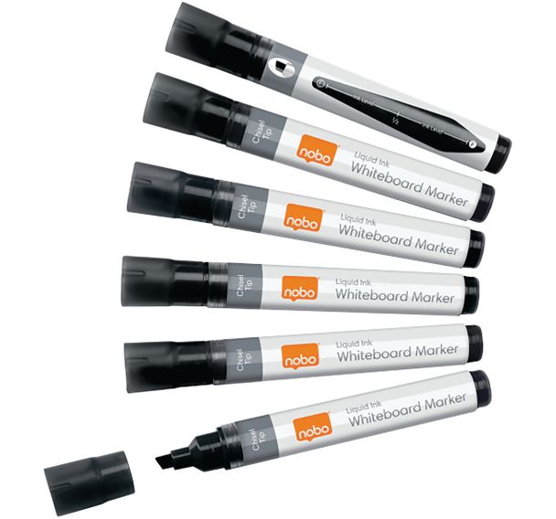 Marqueur pour tableau blanc - Encre liquide - pointe Biseautée - Lot de 4 assortis - Nobo