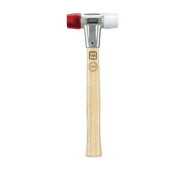 Massette avec embouts en acetate blanc et rouge