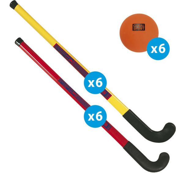 Matériel initiation hockey - lot de 12 crosses et 6 balles