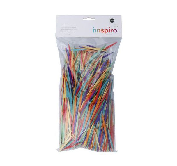 Maxi pack de 2500 cure-dents plats coloris assortis 65mm