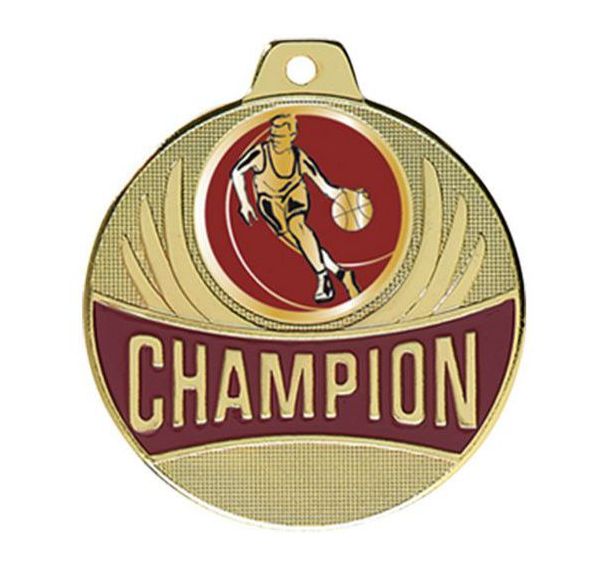Médaille basket or - champion - 50mm