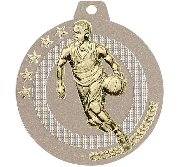 Médaille basket sable et or - highlight - 50mm