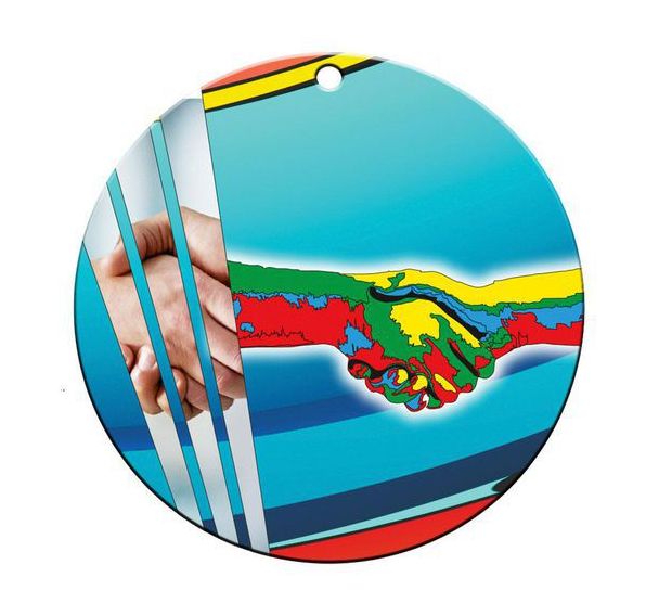 Médaille céramique - amitié - 70mm