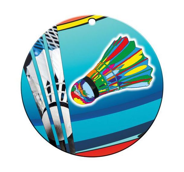 Médaille céramique - badminton - 70mm