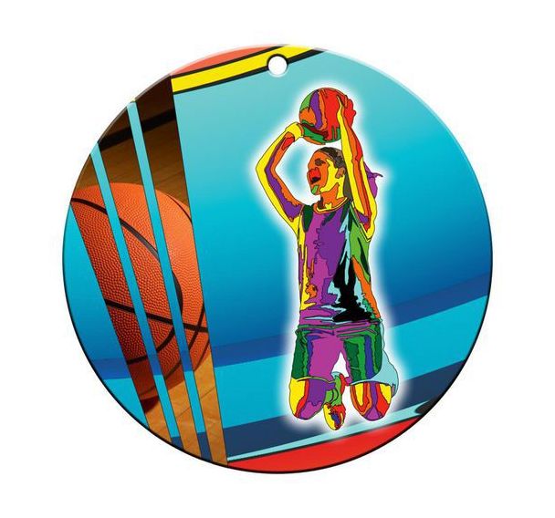 Médaille céramique - basket féminin - 70mm