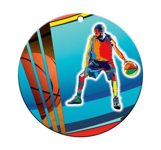Médaille céramique - basket masculin - 70mm