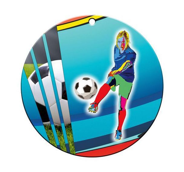 Médaille céramique - football féminin - 70mm