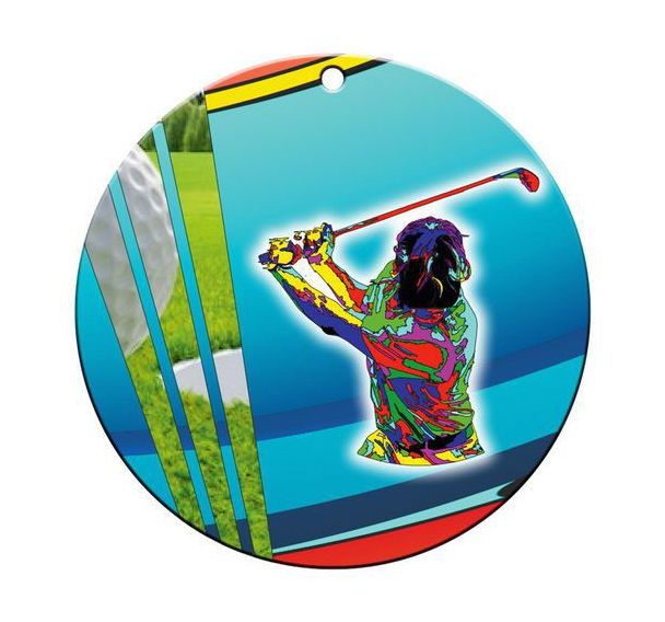 Médaille céramique - golf - 70mm