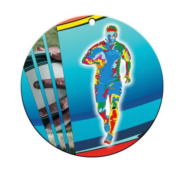 Médaille céramique - rugby - 70mm