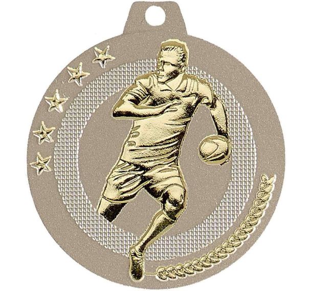 Médaille rugby sable et or - highlight - 50mm
