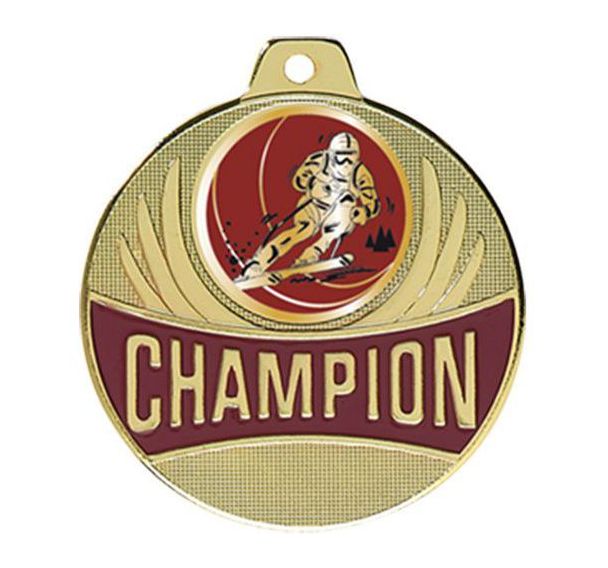 Médaille ski - champion - 50mm