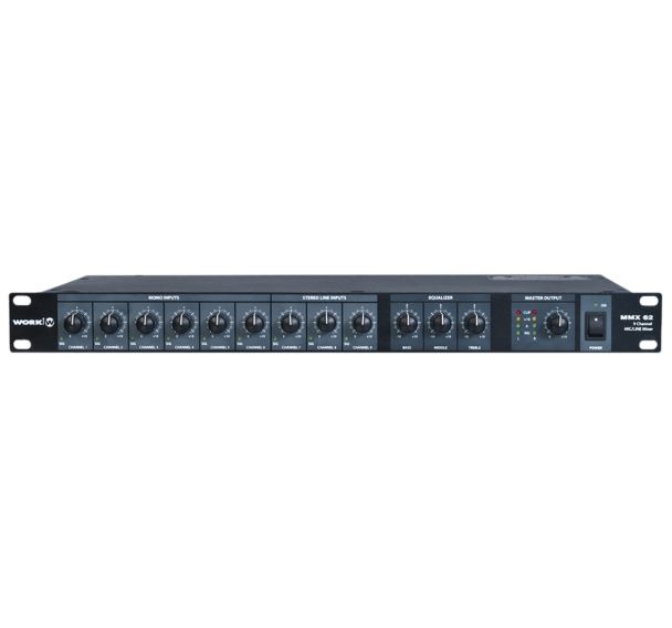 Mélangeur audio MMX 62, 6 canaux micro/ligne 3 stéréo - Work