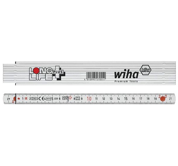 Mètre pliant Longlife Plus 2m blanc