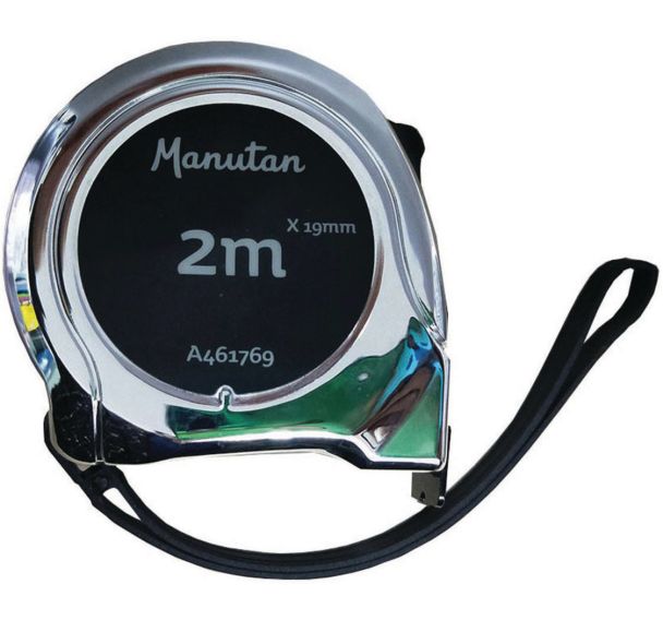 Mètre ruban 2m x 19mm abs chrome/noir - Manutan