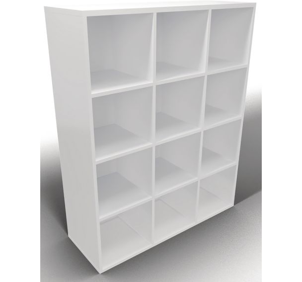 Meuble 12 cases L120xH149,1xP43,2 cm blanc