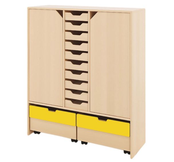Meuble Basik 4 à 10 tiroirs bois - 2 grands tiroirs - portes
