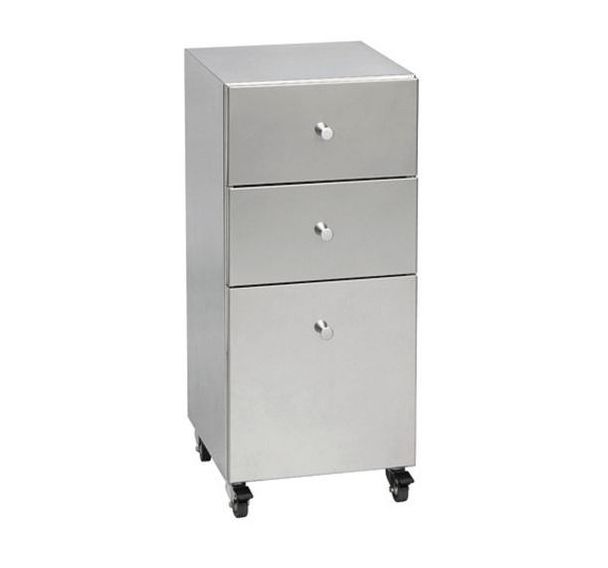Meuble Coiffure MICA 3 Tiroirs sur roulettes coloris INOX