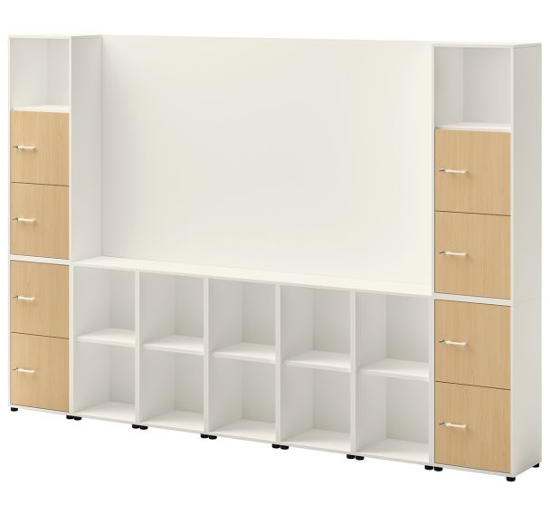 Meuble Ivo 10 cases + 2 colonnes avec portes et support TV