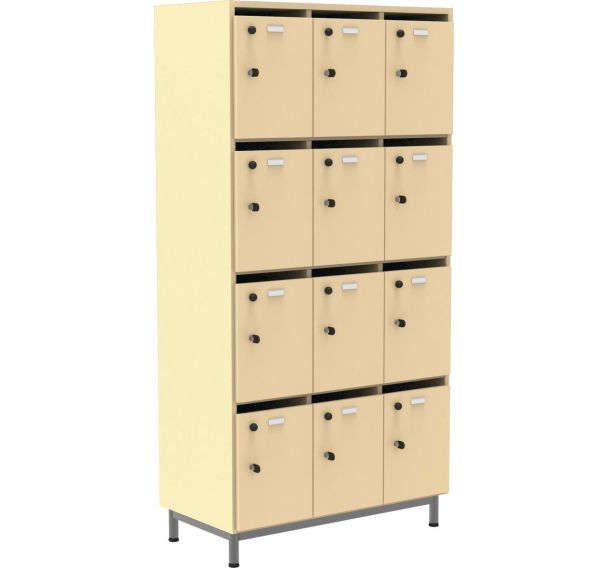 Meuble Octet 12 cases porte boîte lettre socle métal - Manutan Expert
