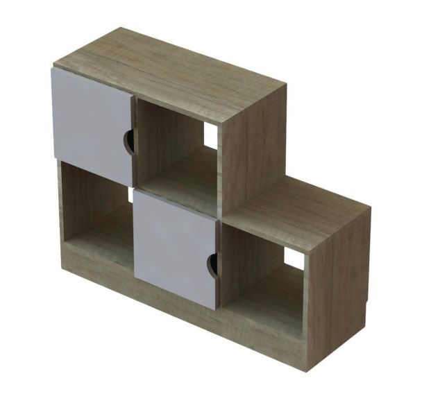 Meuble Quiétub 5 cases + 2 portes Tabac/Gris