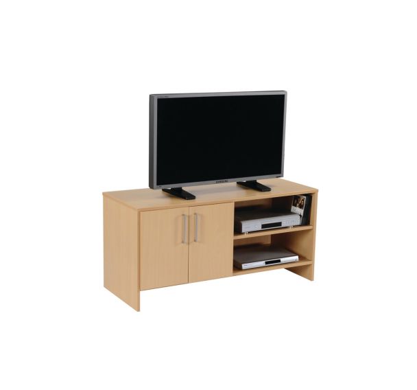 Meuble TV 2 portes battantes coloris hêtre