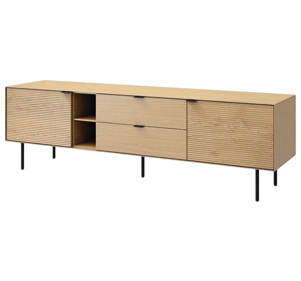 Meuble TV TULSA 1 niche 2 portes 2 tiroirs Chêne